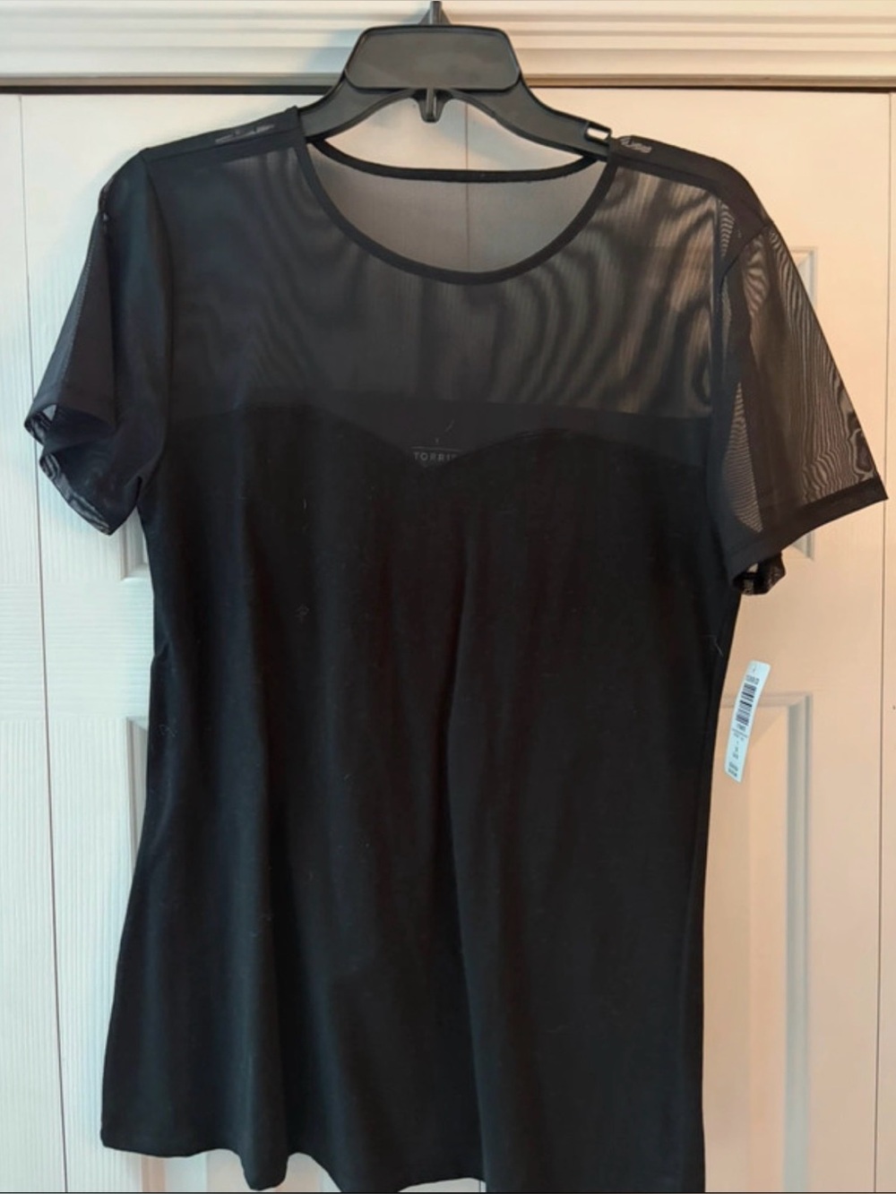 Torrid Black Mesh Yoke Foxy Tee Top Size 1 1X NWT